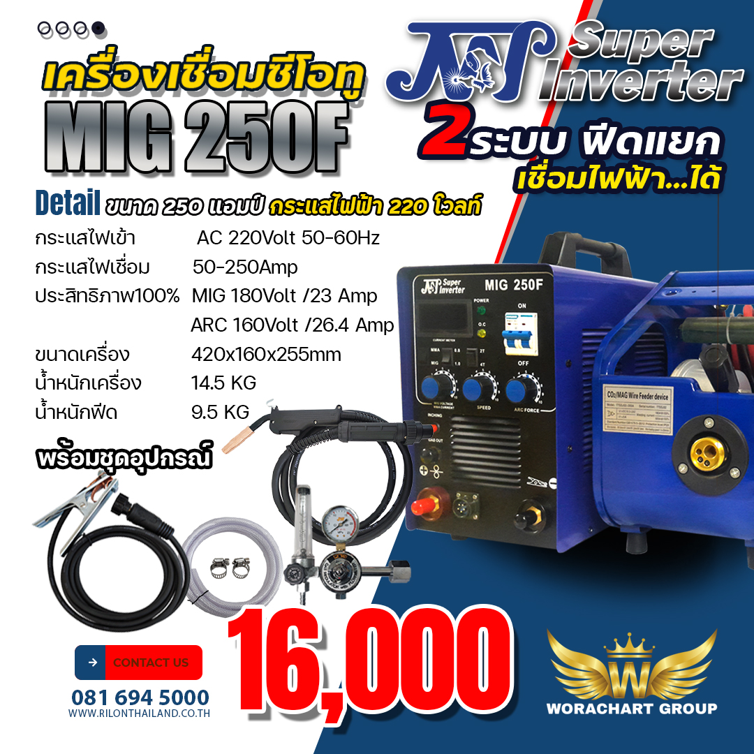 JW MIG250F-เครื่องเชื่อมมิค ซีโอทู JW MIG250F-JW MIG250F